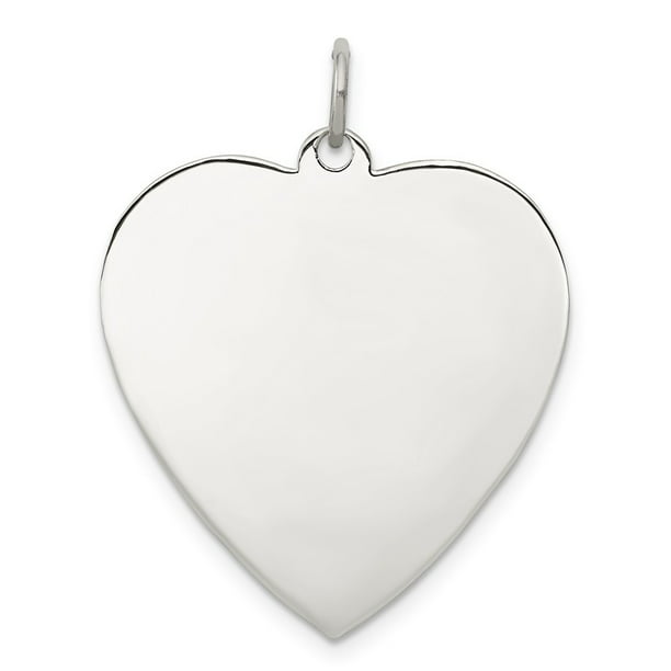 925 Sterling Silver Rose Gold-Flashed Engraveable Heart Pendant Polished Front Satin Back Disc 